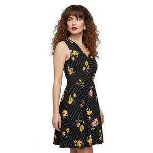 Old Navy Floral Polka Dot Waist-Defined Dress - Size S